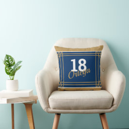 Blauw en goud sport thema kussen