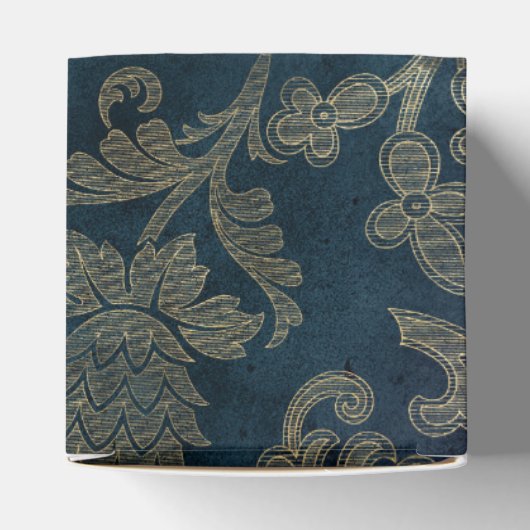 Blauw en Goud Sprookjesdamastpatroon Bedankdoosjes (Bovenkant)