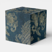 Blauw en Goud Sprookjesdamastpatroon Bedankdoosjes (Achterkant)