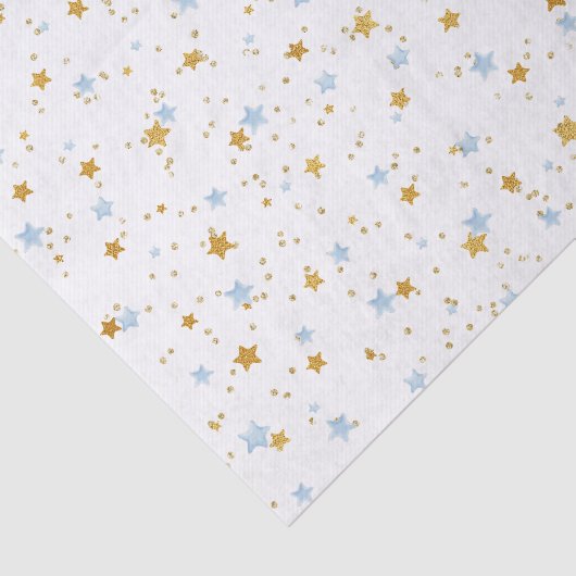 Blauw en Goud Sterren Confetti Weefselpapier Tissuepapier (Detail)