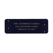 Blauw en Goud Sterren Retouradres Etiket (Voorkant)