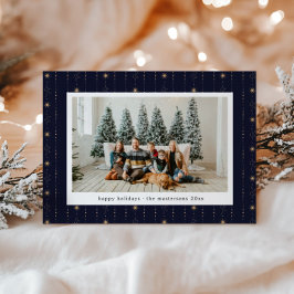 Blauw en Goud Sterren Wallpaper Foto Vakantie Kaar Feestdagenkaart