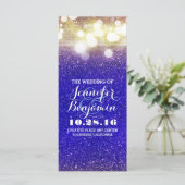 Blauw en Goud String Lights Programma Programmakaart (Staand voorkant)