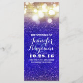 Blauw en Goud String Lights Programma Programmakaart (Voorkant)