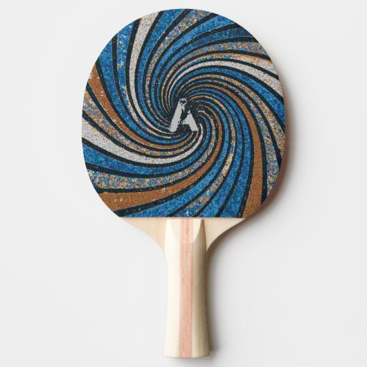 Blauw en goud - tafeltennisbatje (Voorkant)
