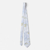 Blauw en goud textuur op chic wit marmer stropdas (Achterkant)