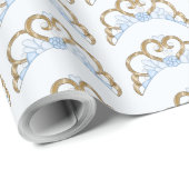 Blauw en Goud Tiara inpakpapier (Rol Hoek)