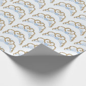 Blauw en Goud Tiara inpakpapier (Hoek)