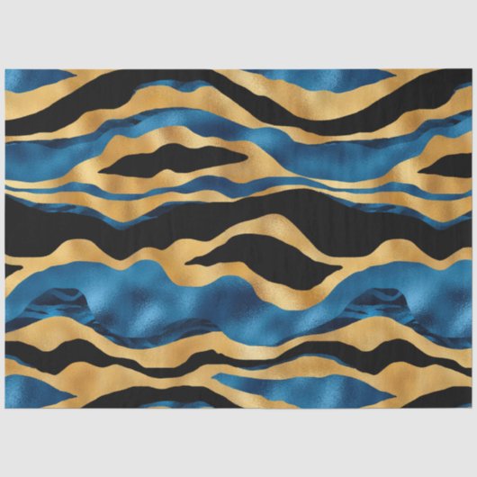 Blauw en Goud Tijger Serie Design 2 Tissuepapier (Voorkant)