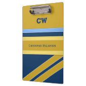 Blauw en goud toevoegen naam initialen kantoor klembord (Links)