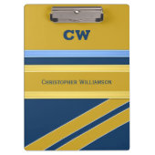 Blauw en goud toevoegen naam initialen kantoor klembord (Voorkant)