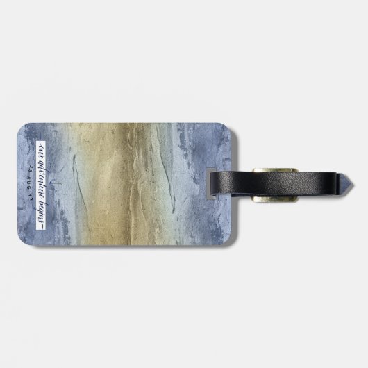 Blauw en Goud Trouwen Save the Date Bagagelabel (Achterkant horizontaal)