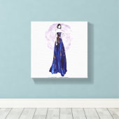 Blauw en Goud Verpakt Canvas Afdruk (Insitu (Houten vloer))