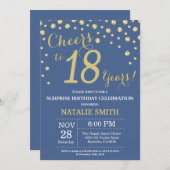 Blauw en Goud Verrassing 18e Verjaardag Diamond Kaart (Voorkant / Achterkant)