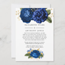 Blauw en goud vintage bloemendesign beknopte gastl