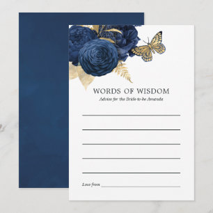 Blauw en Goud Vintage Bruidsuitnodiging Kaart