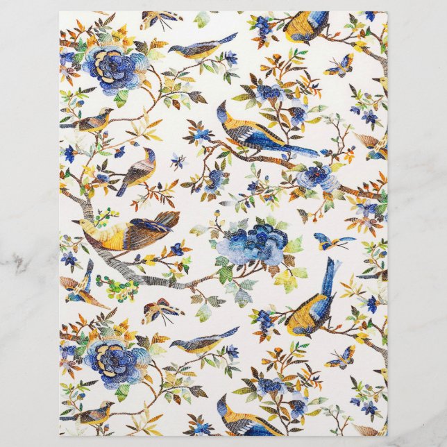 Blauw en goud vintage vogels (Voorkant)