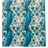 blauw en goud vloeibaar kunst trapsgewijs water douchegordijn (Voorkant)