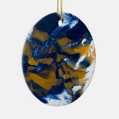 Blauw en goud vloeibaar marmer kunst keramisch ornament (Rechts)