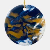 Blauw en goud vloeibaar marmer kunst keramisch ornament (Achterkant)
