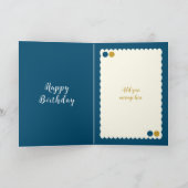 Blauw en goud voegen foto-nichtverjaardag toe kaart (Binnen)