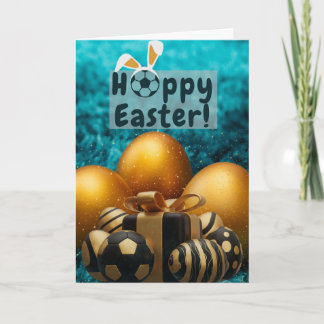 Blauw en Goud Voetbal Pasen Kaart
