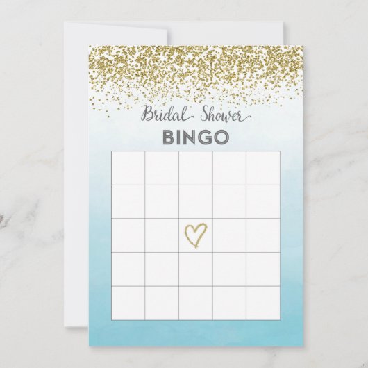 Blauw en Goud Vrijgezellenfeest Bingo Kaart (Voorkant)
