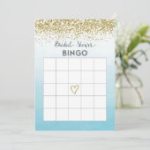 Blauw en Goud Vrijgezellenfeest Bingo Kaart (Staand voorkant)