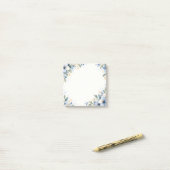 Blauw en goud waterverf bloem kader post-it® notes (Op bureau)