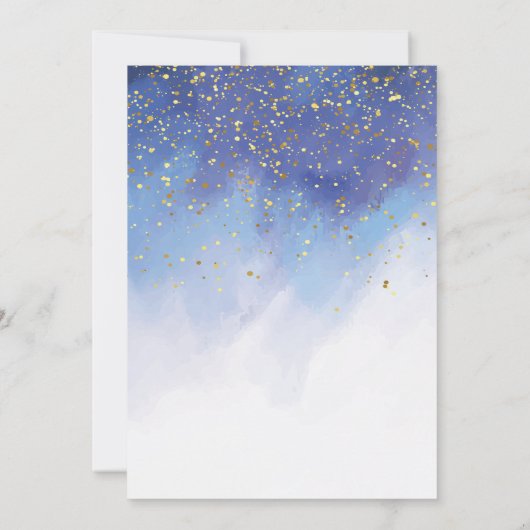 Blauw en Goud Waterverf Boy bevestiging Kaart (Achterkant)