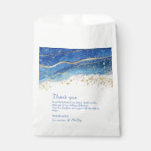 Blauw en Goud Waterverf bruiloft bedankkaart Bedankzakje (Voorkant)