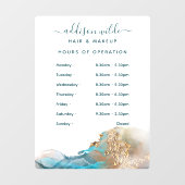 Blauw en goud Waterverf Ink tijdens kantooruren Raamsticker (Vel)