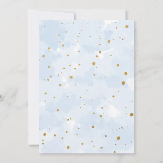 Blauw en Goud Waterverf Jongen Baby Sprinkle Kaart (Achterkant)