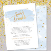 Blauw en Goud Waterverf Jongen Baby Sprinkle Kaart