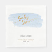 Blauw en Goud Waterverf Jongen Baby Sprinkle Servet (Voorkant)