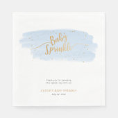 Blauw en Goud Waterverf Jongen Baby Sprinkle Servet (Voorkant)