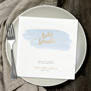 Blauw en Goud Waterverf Jongen Baby Sprinkle Servet