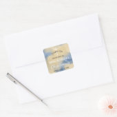 Blauw en Goud Waterverf Jongen Doopsel Dank U Vierkante Sticker (Envelop)