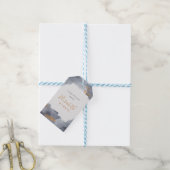 Blauw en goud waterverfzwiep cadeaulabel (Met Touw)