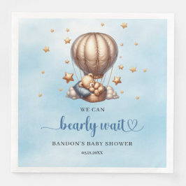 Blauw en goud We kunnen bijna wachten op teddybeer Servet