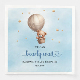 Blauw en goud We kunnen bijna wachten op teddybeer Servet