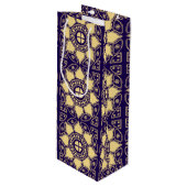 Blauw en goud wijn cadeautas (Voorkant Gekanteld)