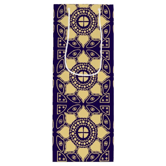 Blauw en goud wijn cadeautas (Voorkant)