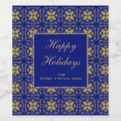 Blauw en goud wijn etiket (Enkel label)