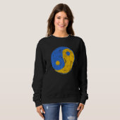 Blauw En Goud Yin Yang Mindfulness Trui (Voorkant volledig)