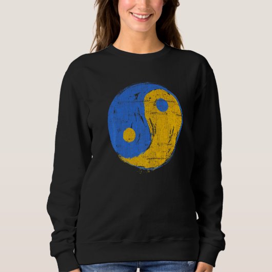 Blauw En Goud Yin Yang Mindfulness Trui (Voorkant)