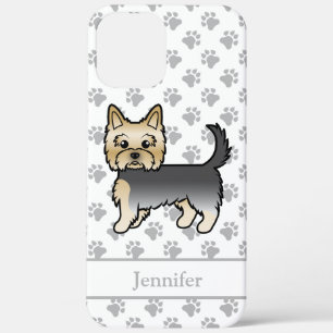 Blauw En Goud Yorkshire Terrier Cartoon Hond & Naa Case-Mate iPhone Case