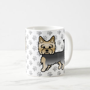 Blauw En Goud Yorkshire Terrier Cartoon Hond & Poo Koffiemok