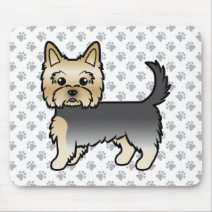 Blauw En Goud Yorkshire Terrier Cartoon Hond & Poo Muismat