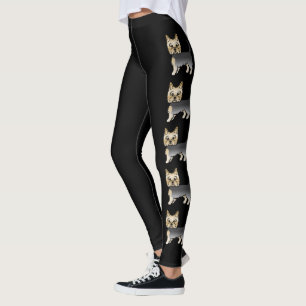 Blauw En Goud Yorkshire Terrier Cartoon Honden Leggings